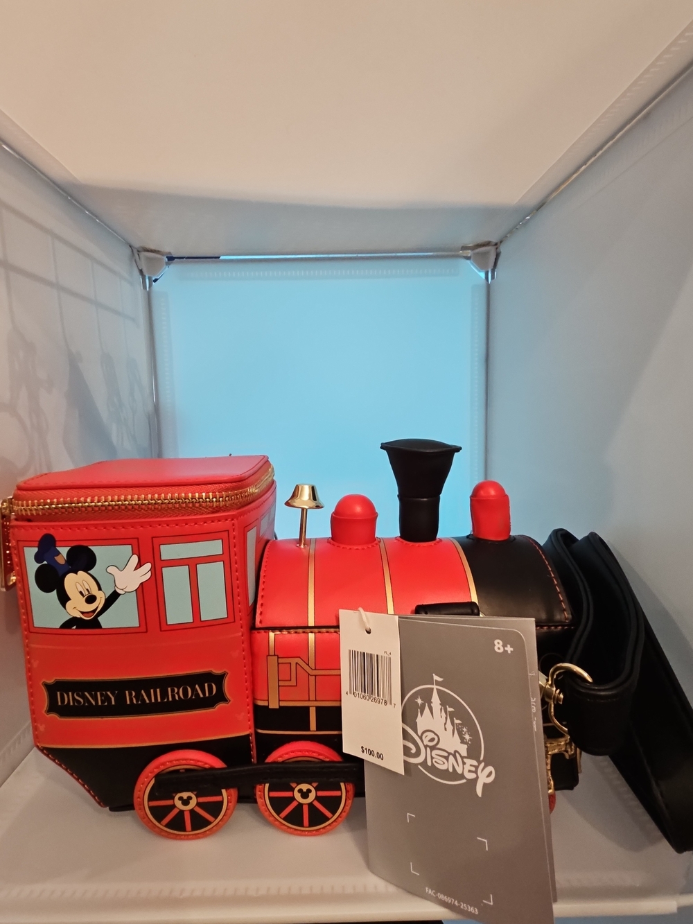 Disney Parks Loungefly Railroad Train Crossbody Bag Features a 3D Design